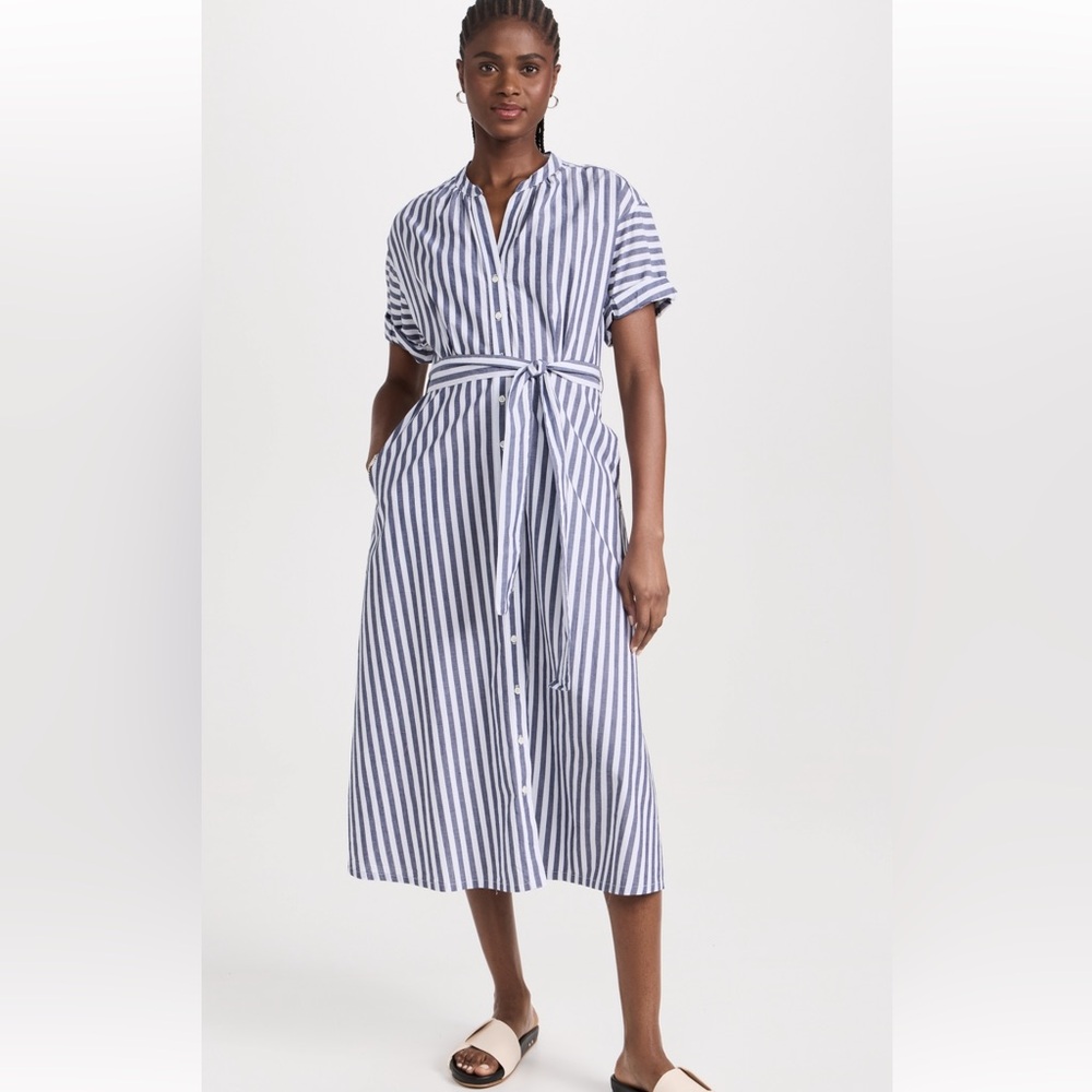 Xirena Blue and White Striped Midi dress